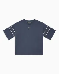 Emporio Armani OFFICIAL STORE T-shirt In Jersey Heavy Con Tape Aquile Su Maniche Asv Blu