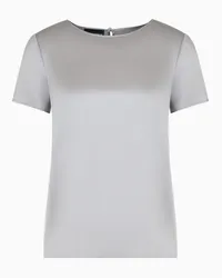 Emporio Armani OFFICIAL STORE Blusa A Maniche Corte In Raso Di Seta Grigio