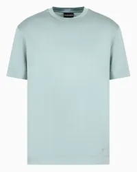 Emporio Armani OFFICIAL STORE T-shirt In Jersey Rigato Misto Lyocell Asv Verde