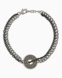 Emporio Armani OFFICIAL STORE Bracciale A Catena In Acciaio Inossidabile E Placcatura Grigio Canna Di Fucile Argento