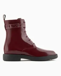 Emporio Armani OFFICIAL STORE Stivaletti Stringati In Pelle Spazzolata Bordeaux