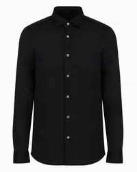 Emporio Armani OFFICIAL STORE Camicia In Jersey Misto Lyocell Asv Nero