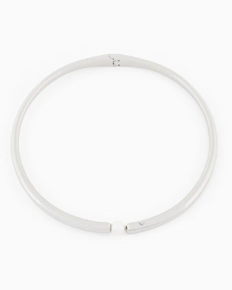 Emporio Armani Collana con colletto in ottone color argento Multicolore