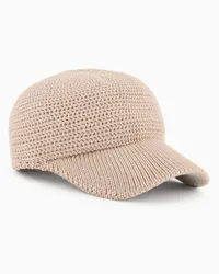 Emporio Armani OFFICIAL STORE Cappello Da Baseball In Maglia Misto Lana Vergine Icon Beige