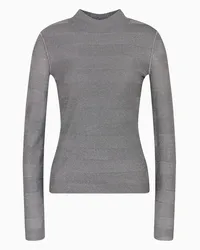 Emporio Armani OFFICIAL STORE Maglia Lupetto Seamless In Viscosa Punto Effetto Rigato Dritto E Rovescio Grigio