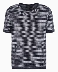 Emporio Armani OFFICIAL STORE Maglia Girocollo In Lana Vergine Jacquard Motivo Optical Bicolore Icon Fantasia