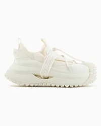 Emporio Armani OFFICIAL STORE Sneakers In Nylon Con Dettagli Scuba E Coulisse Beige