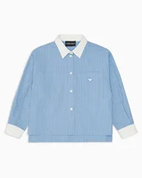 Emporio Armani OFFICIAL STORE Camicia Con Motivo A Righe E Profili A Contrasto Azzurro