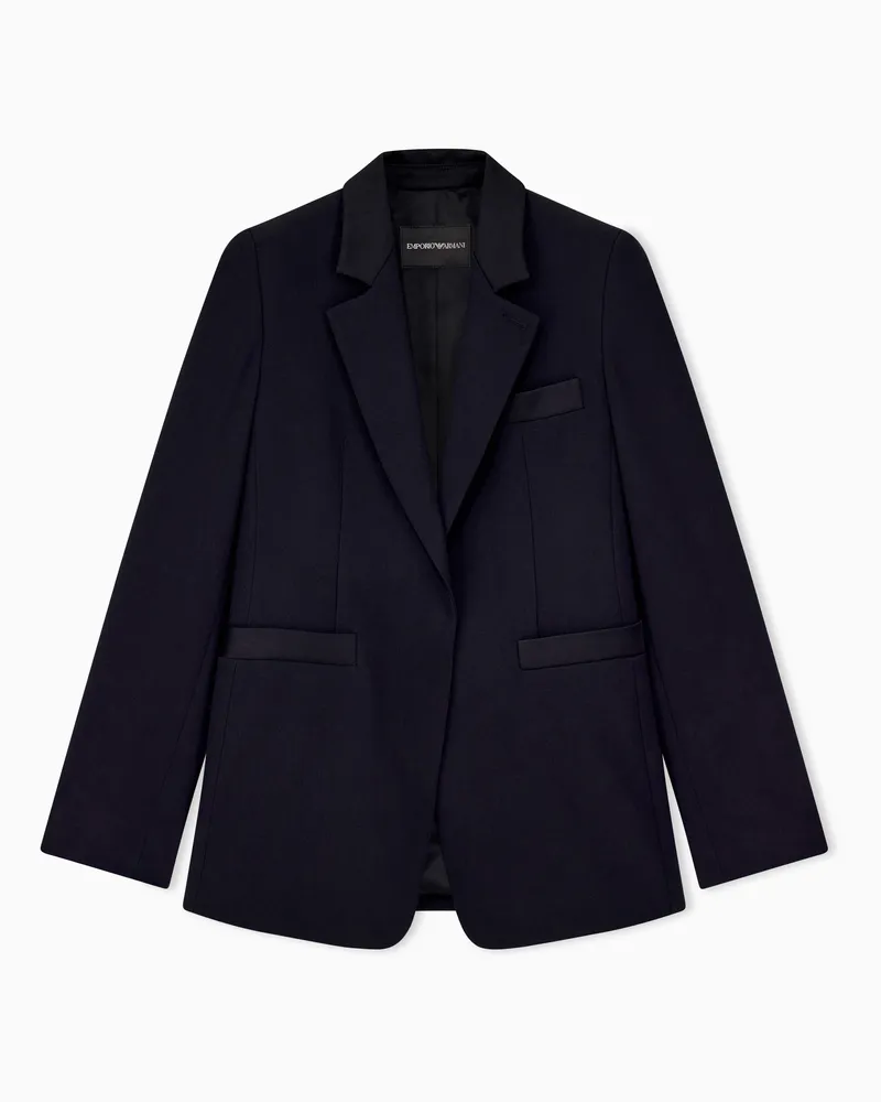 Emporio Armani Blazer monopetto in raso enver misto viscosa Nero
