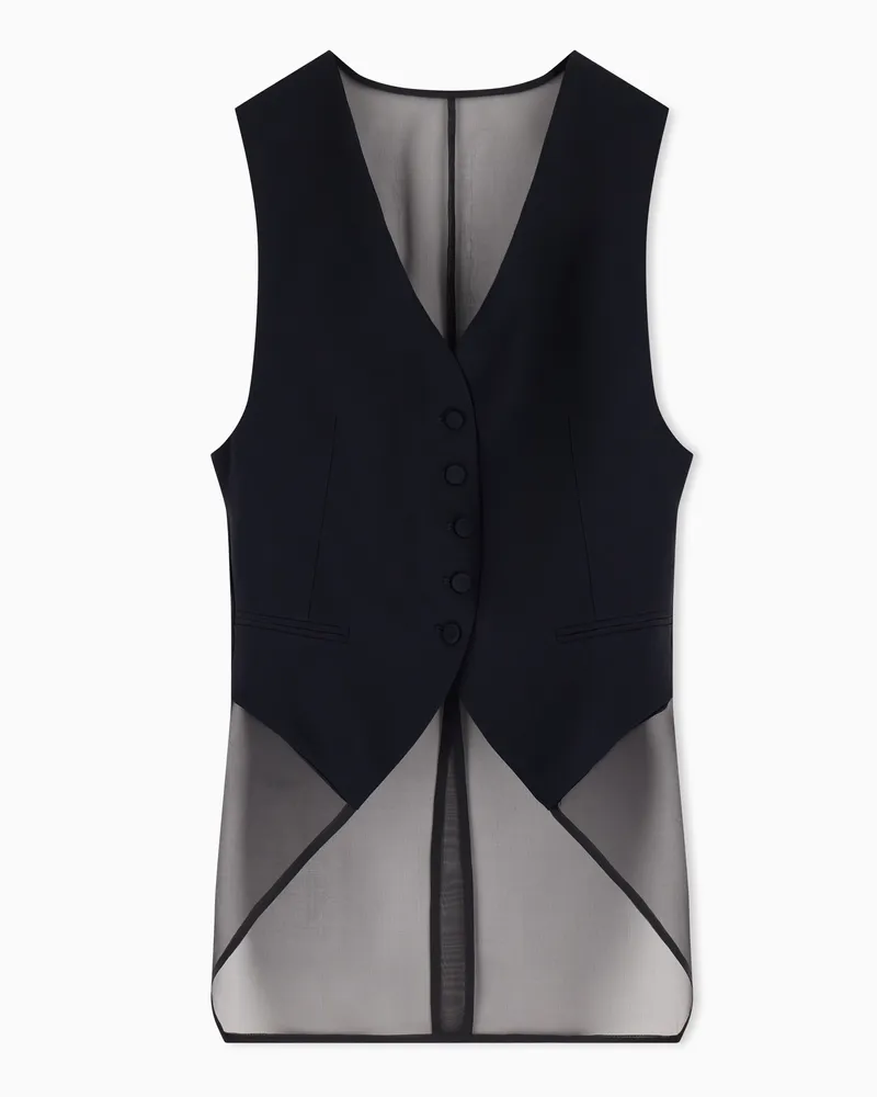 Emporio Armani Gilet in enver satin e organza Nero