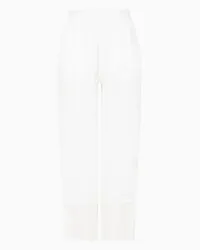 Emporio Armani OFFICIAL STORE Pantaloni A Vita Elastica In Puro Lino Con Dettagli Garzati Bianco