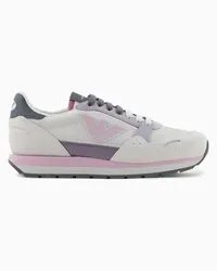 Emporio Armani OFFICIAL STORE Sneakers In Mesh Con Dettagli Suede E Patch Aquila Grigio