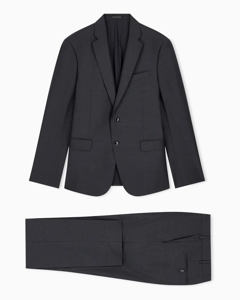 Emporio Armani Abito foderato in lana vergine con micro disegno Grigio