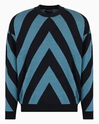 Emporio Armani OFFICIAL STORE Maglione In Lana Vergine Jacquard Con Maxi Chevron Avio