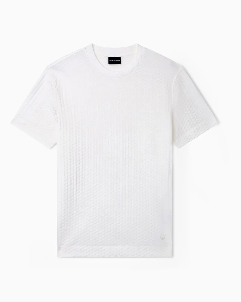 Emporio Armani T-shirt in jersey jacquard US Exclusive Bianco