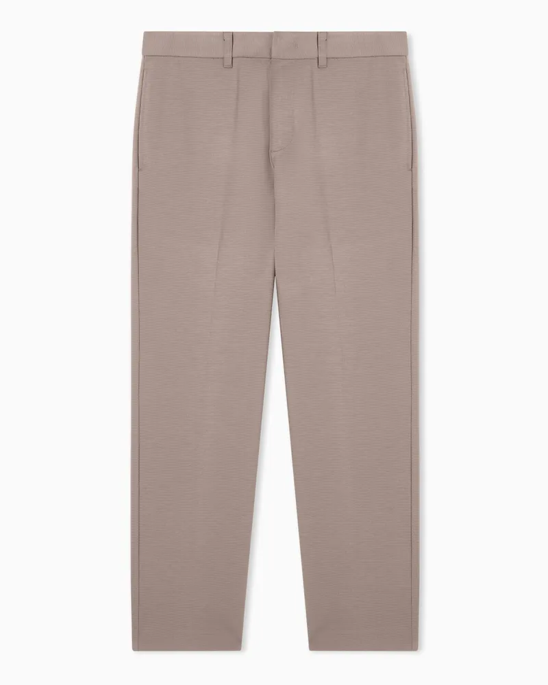 Emporio Armani Pantaloni in tessuto armaturato effetto waffle Grigio