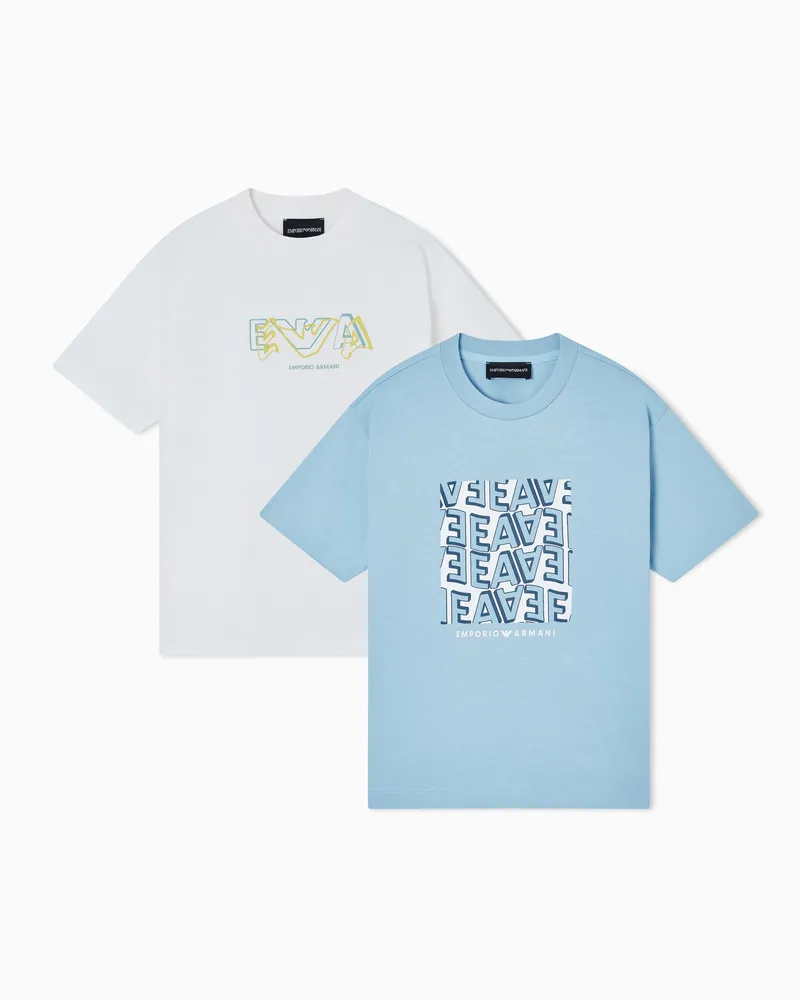 Emporio Armani Pack 2 T-shirt in jersey stampa logo EA Bicolore