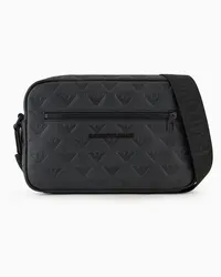 Emporio Armani OFFICIAL STORE Borsa A Tracolla In Pelle Embossed Eagle All Over Nero