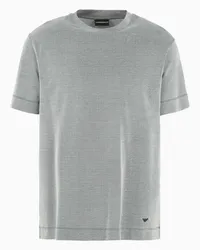 Emporio Armani OFFICIAL STORE T-shirt In Jersey Rigato Misto Lyocell Asv Bianco