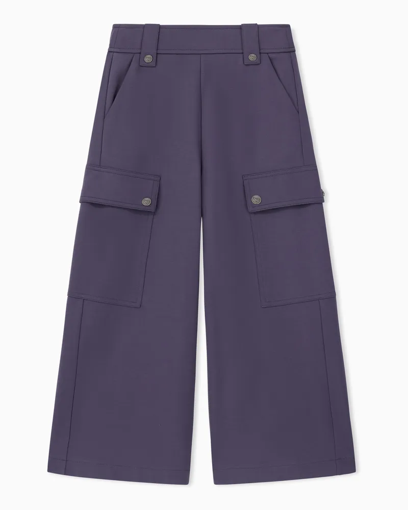 Emporio Armani Pantaloni cargo a gamba larga in punto milano Blu