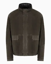 Emporio Armani OFFICIAL STORE Blouson Relaxed Fit In Suede Di Capra Con Giubbotto Interno Removibile Marrone