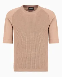 Emporio Armani OFFICIAL STORE Maglia A Punto Punzonato Con Retro In Maglia Rasata Beige