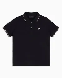 Emporio Armani OFFICIAL STORE Polo In Piquet Stretch Con Profili A Righe Blu