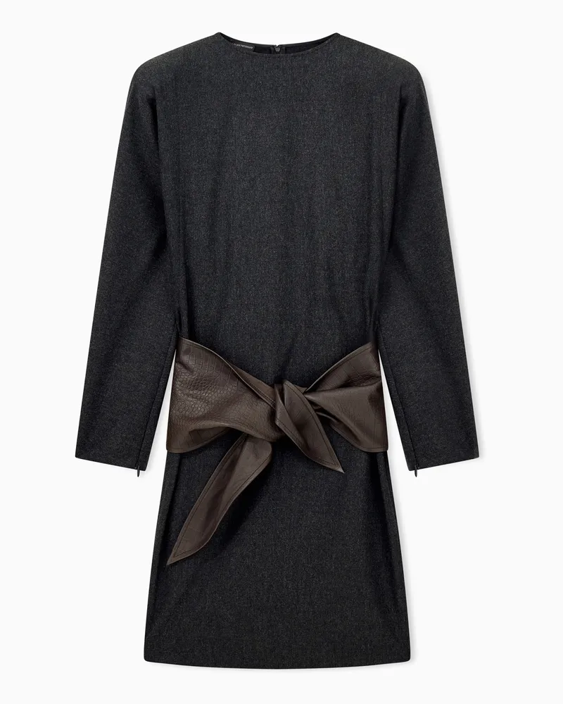 Emporio Armani Abito slim in flanella di lana e cashmere a maniche lunghe Grigio