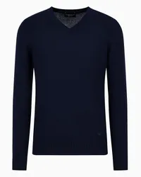 Emporio Armani OFFICIAL STORE Maglione Con Collo A V In Puro Cashmere Blu