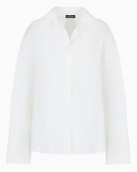 Emporio Armani OFFICIAL STORE Camicia In Misto Lino E Viscosa Con Tasca A Toppa Bianco