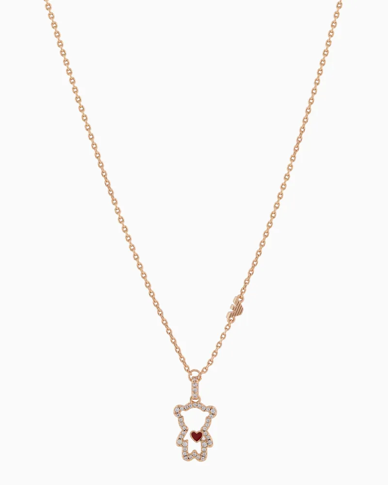 Emporio Armani Collana con pendente in ottone placcato oro rosa 14 carati Multicolore