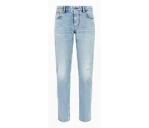 Emporio Armani OFFICIAL STORE Jeans J06 Slim Fit In Denim Stretch Stone Wash Con Rotture Blu