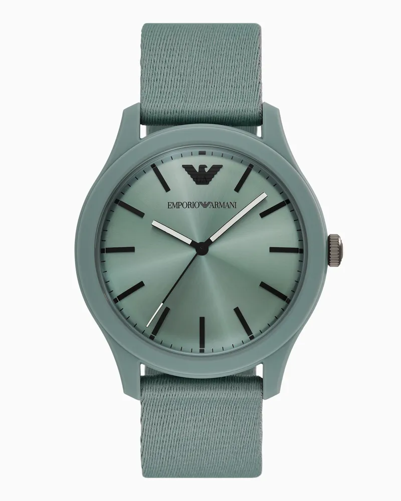 Emporio Armani Orologio in tessuto di nylon #tide ocean material® a tre lancette color verde Multicolore