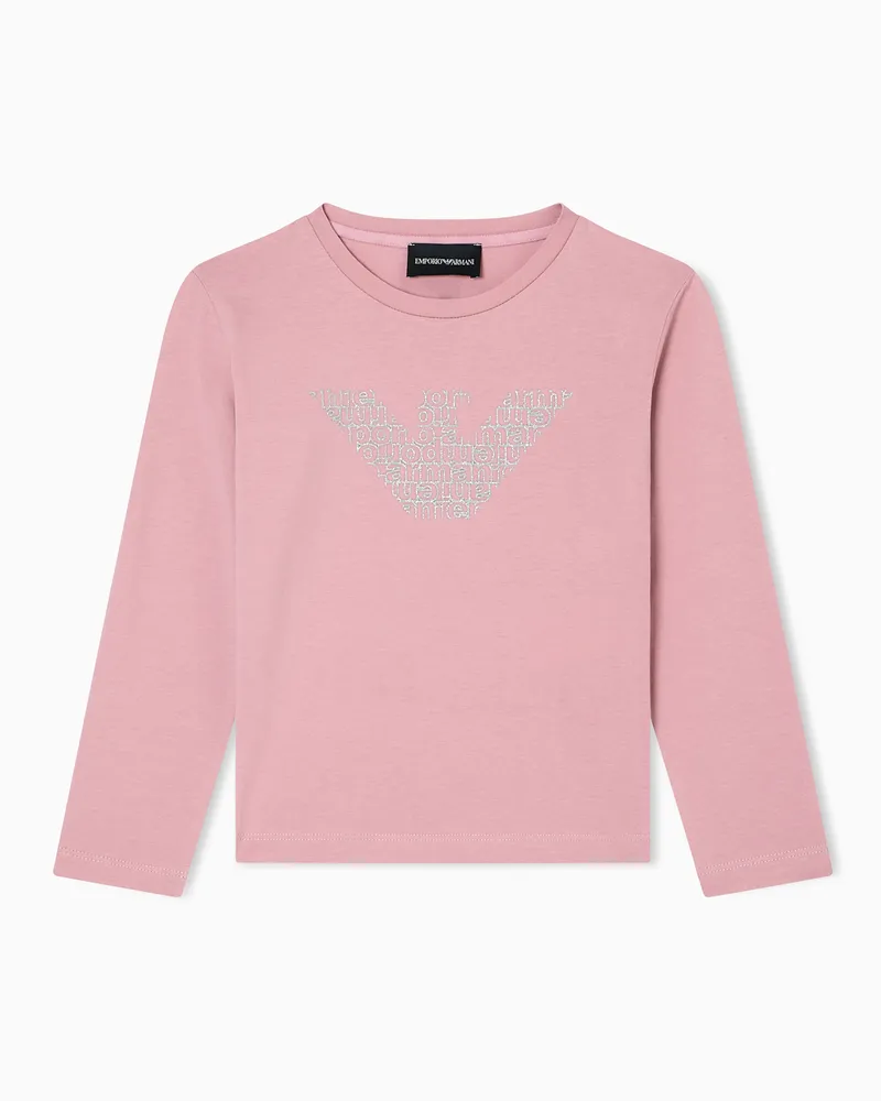 Emporio Armani Maglia in jersey stampa logo glitter ASV Rosa