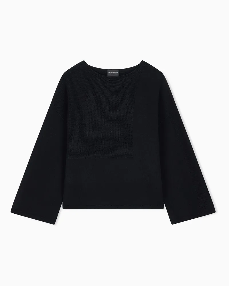 Emporio Armani Maglione girocollo in lana vergine e cashmere Nero