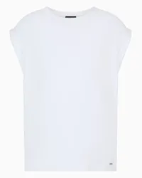 Emporio Armani OFFICIAL STORE T-shirt Beachwear In Jersey Jacquard Logo Bold 3d All Over Bianco