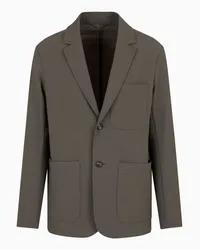 Emporio Armani OFFICIAL STORE Giacca Monopetto In Tessuto Seersucker Tecnico Militare