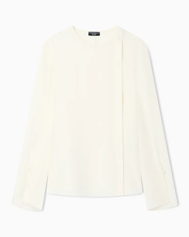 Emporio Armani Blusa in doppia georgette di seta Icon Bianco