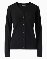 Emporio Armani OFFICIAL STORE Cardigan In Pura Lana Vergine Punto Rasato Nero