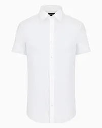 Emporio Armani OFFICIAL STORE Camicia Maniche Corte In Misto Nylon Stretch Bianco