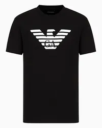 Emporio Armani OFFICIAL STORE T-shirt In Jersey Pima Con Stampa Logo Nero