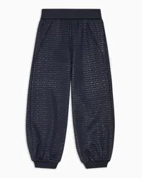 Emporio Armani OFFICIAL STORE Pantaloni Jogger Comfort Fit In Jersey Con Logo Lettering All Over Blu