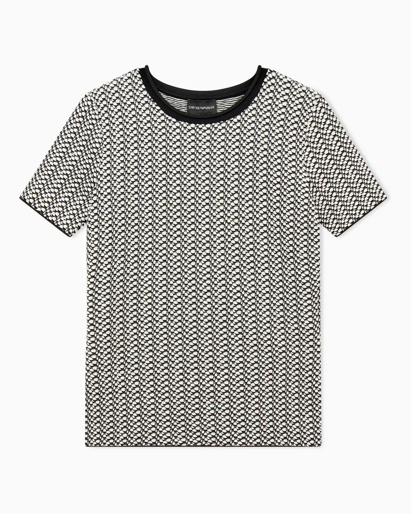 Emporio Armani T-shirt girocollo slim in jersey di viscosa jacquard Nero