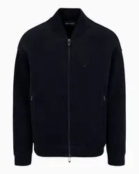 Emporio Armani OFFICIAL STORE Felpa Con Zip In Velour A Coste Blu