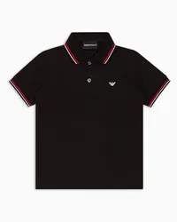 Emporio Armani OFFICIAL STORE Polo In Piquet Stretch Con Profili A Righe Nero