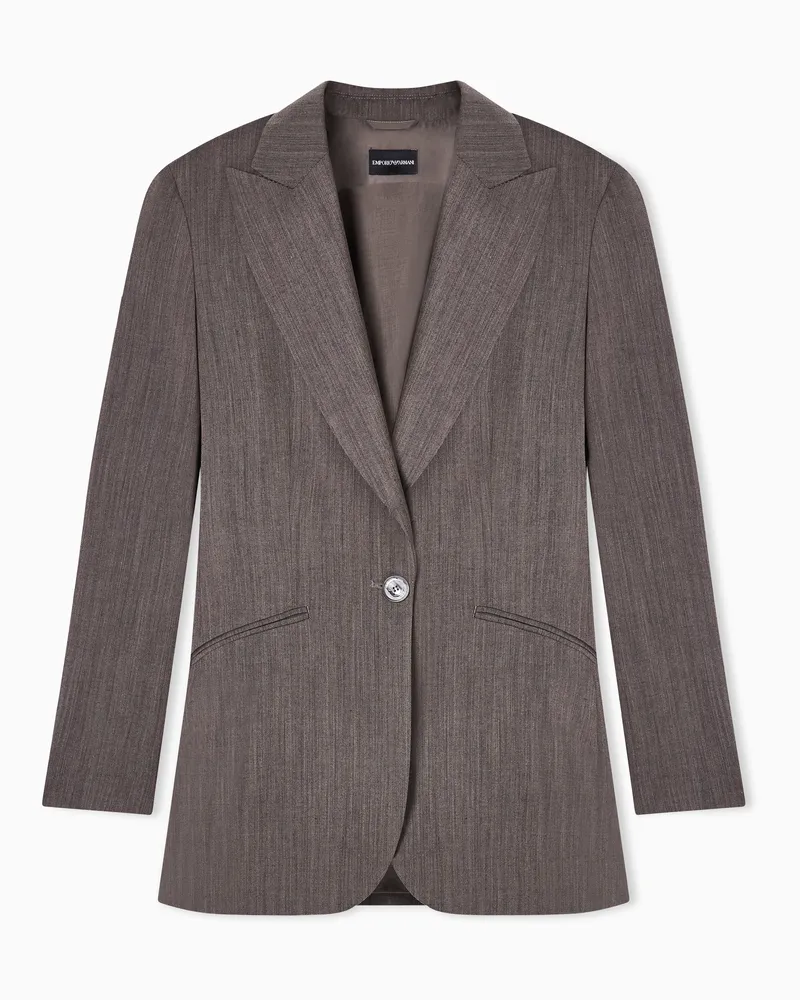 Emporio Armani Giacca monopetto in fresco lana Marrone