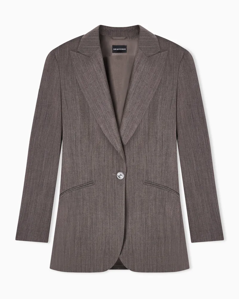 Emporio Armani Giacca monopetto in fresco lana Marrone