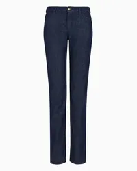 Emporio Armani OFFICIAL STORE Jeans J85 Vita Alta E Gamba Dritta Slim In Denim 11 Oz Blu