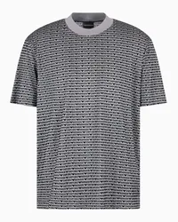 Emporio Armani OFFICIAL STORE T-shirt In Jersey Misto Lyocell Con Lettering Flock All Over Asv Grigio