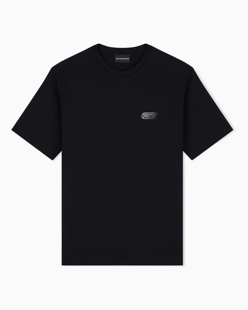 Emporio Armani T-shirt in jersey con logo soft touch a rilievo Nero